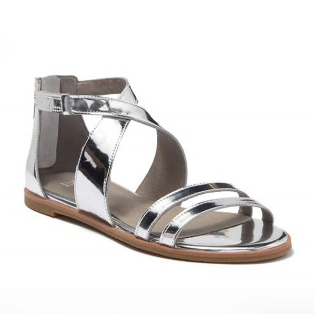 NWOT EILEEN FISHER Cici Velcro Sandal in‎ Silver Sz 8.5